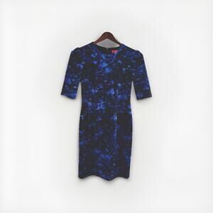 Betsey Johnson Blue Floral Sheath Dress, Knee Length, Size 2